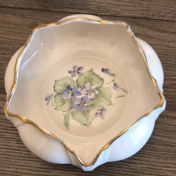 Vintage hand painted floral bowls keepsake what not dishes two signed R Allen - Picture 10 of 14